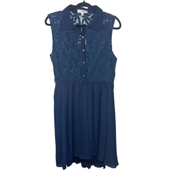 UMGEE Anthropologie Daisy Embroidered Sheer Button Dress Size Large - Picture 1 of 5